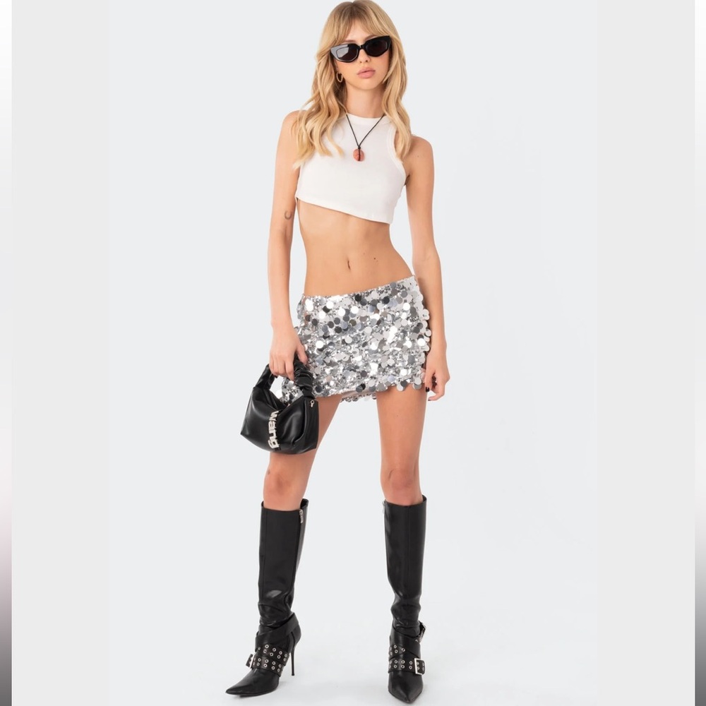 Edikted Sabina Low-Rise Sequin Mini Skirt
